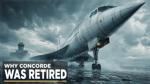 Thumbnail: de Concorde onder een stormlucht, met de tekst Why Concorde was retired